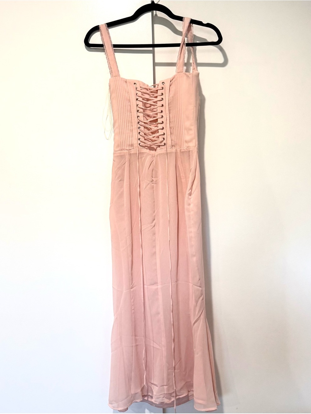 House of CB Syrah Dress, Light Blush Pink Lace-Trim Corset Dress - Picture 3 of 8